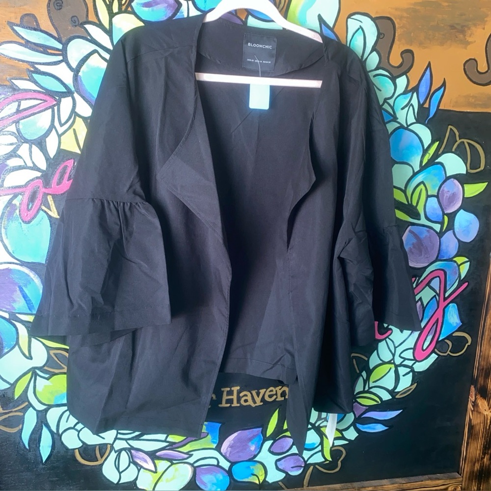 Bloomchic Womens Black Open Front Short Kimono Size 18/20